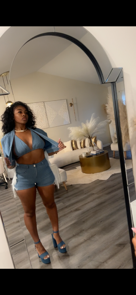 Denim 3pc short set
