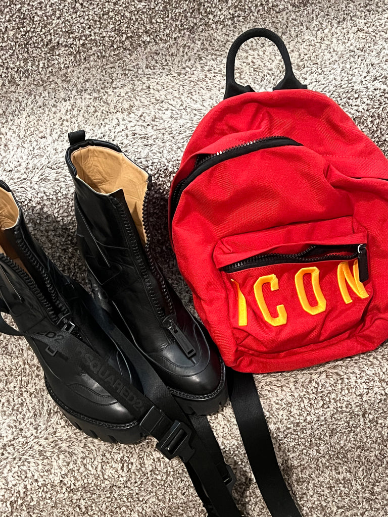 Dsquared boots and backpack